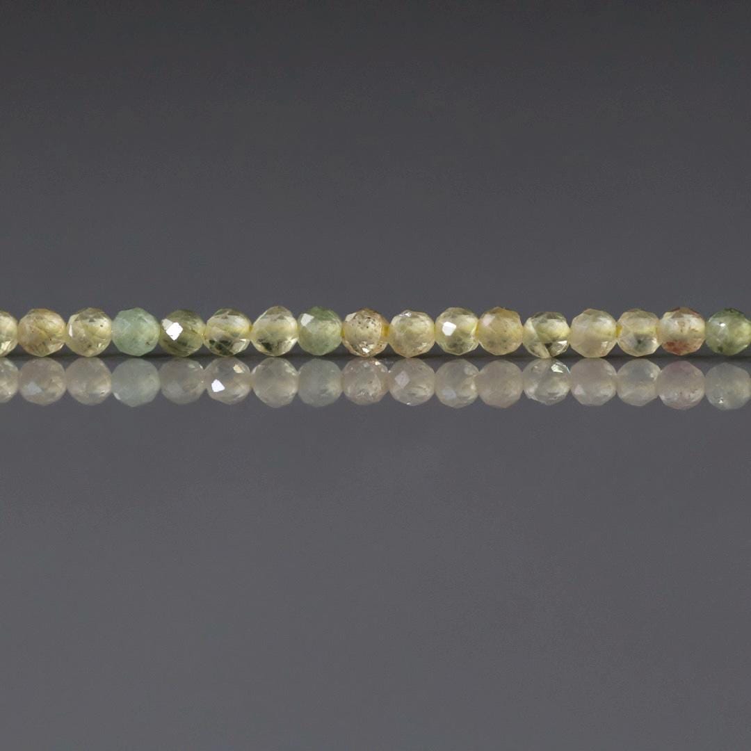 2mm Rare Yellow Apatite Beads -Faceted Round Natural Gemstone 7" Strand