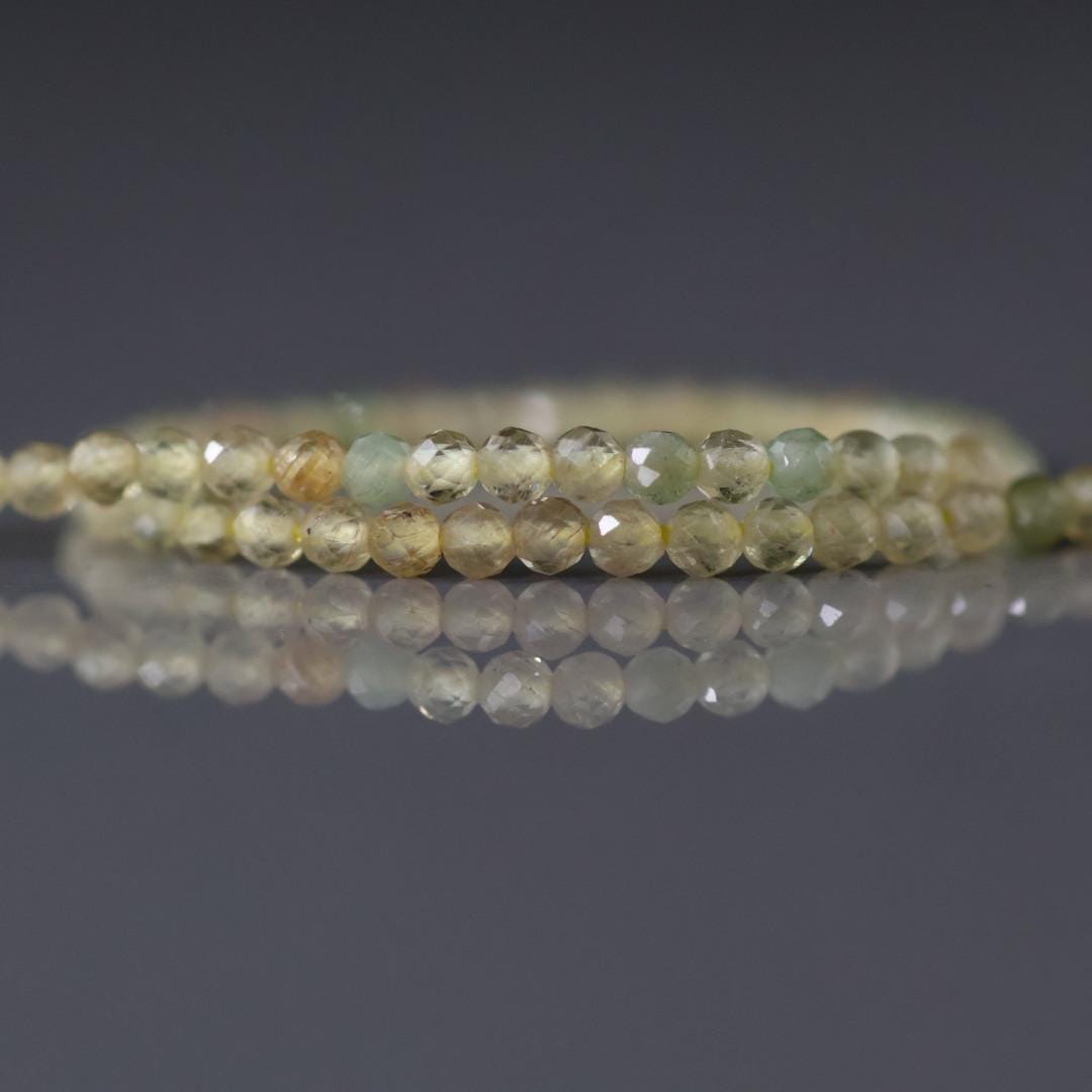 2mm Rare Yellow Apatite Beads -Faceted Round Natural Gemstone 7" Strand