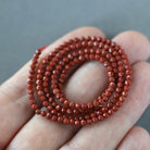 2mm Red Jasper Beads – Tiny Faceted Round Natural Gemstone 15" Strand