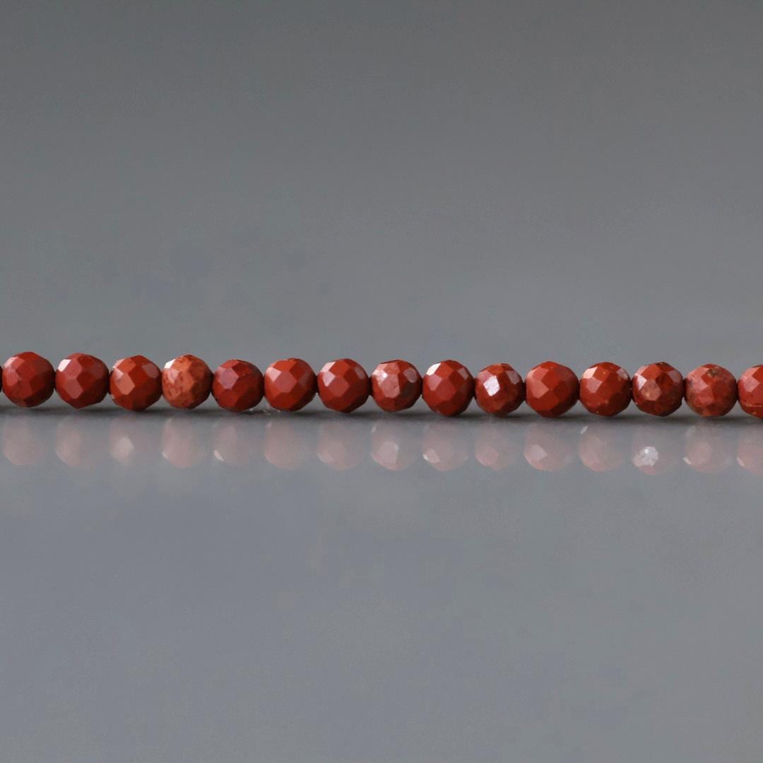 2mm Red Jasper Beads – Tiny Faceted Round Natural Gemstone 15" Strand