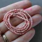 2mm Rhodochrosite Beads ‚Äì Tiny Smooth Round Natural Gemstone 15" Strand