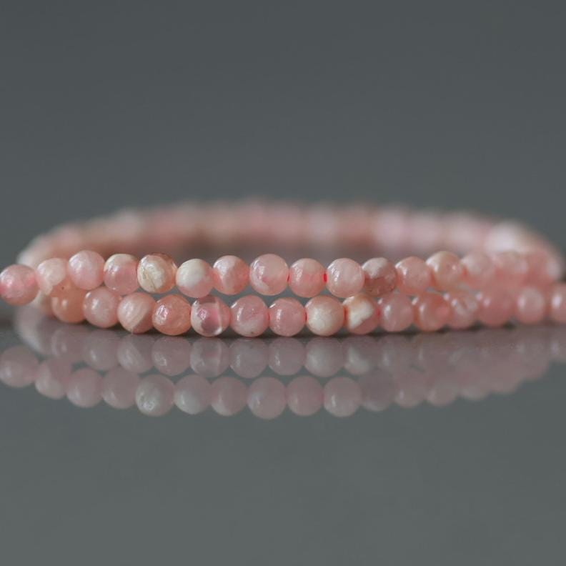 2mm Rhodochrosite Beads ‚Äì Tiny Smooth Round Natural Gemstone 15" Strand