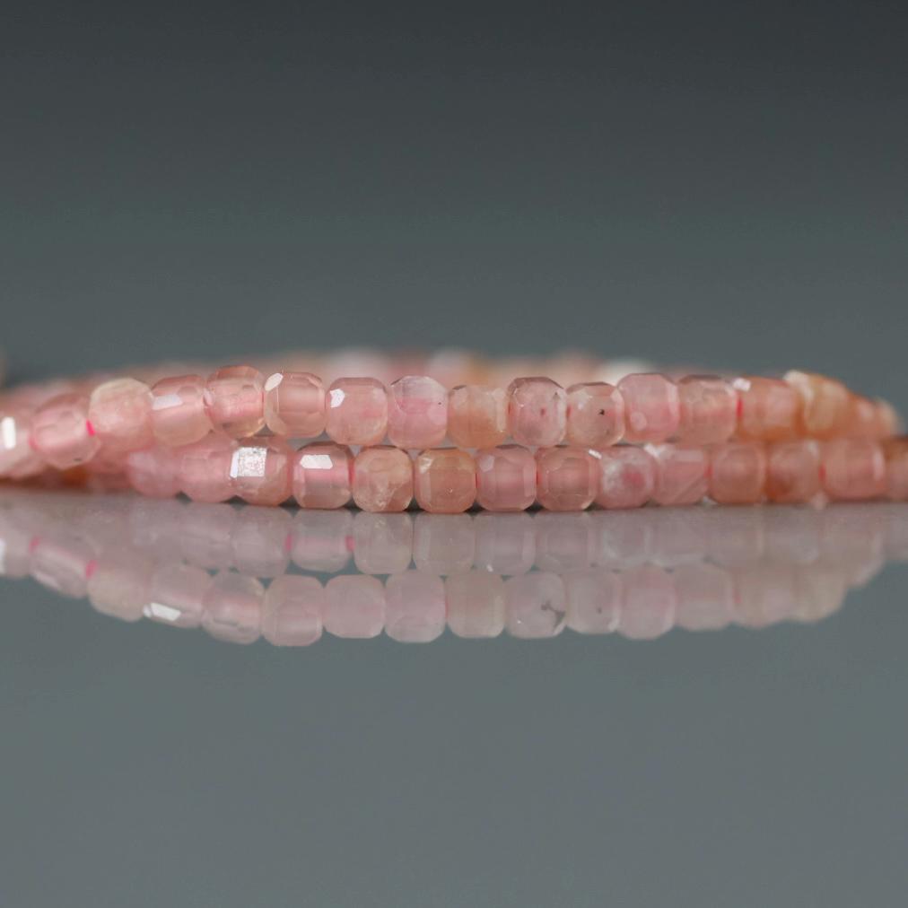 2mm Natural Rhodochrosite Cube Beads 15" Nude Pink Genuine Gemstone Beads Jewelry Making Beading Craft Gift Beads Self-Love Abundance