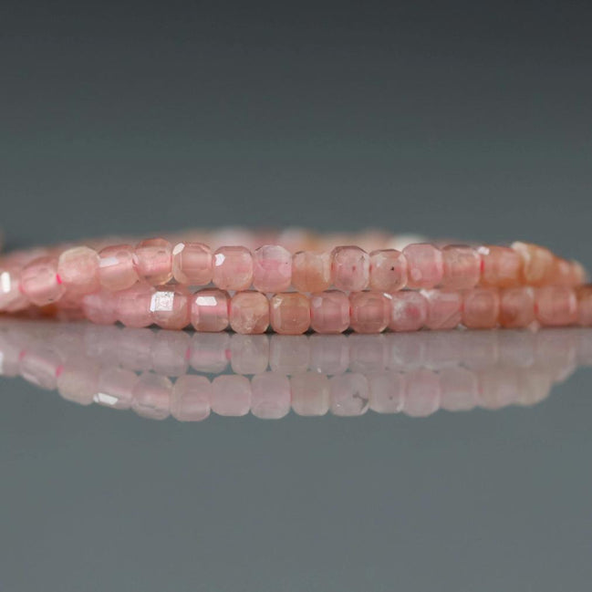 2mm Natural Rhodochrosite Cube Beads 15" Nude Pink Genuine Gemstone Beads Jewelry Making Beading Craft Gift Beads Self-Love Abundance