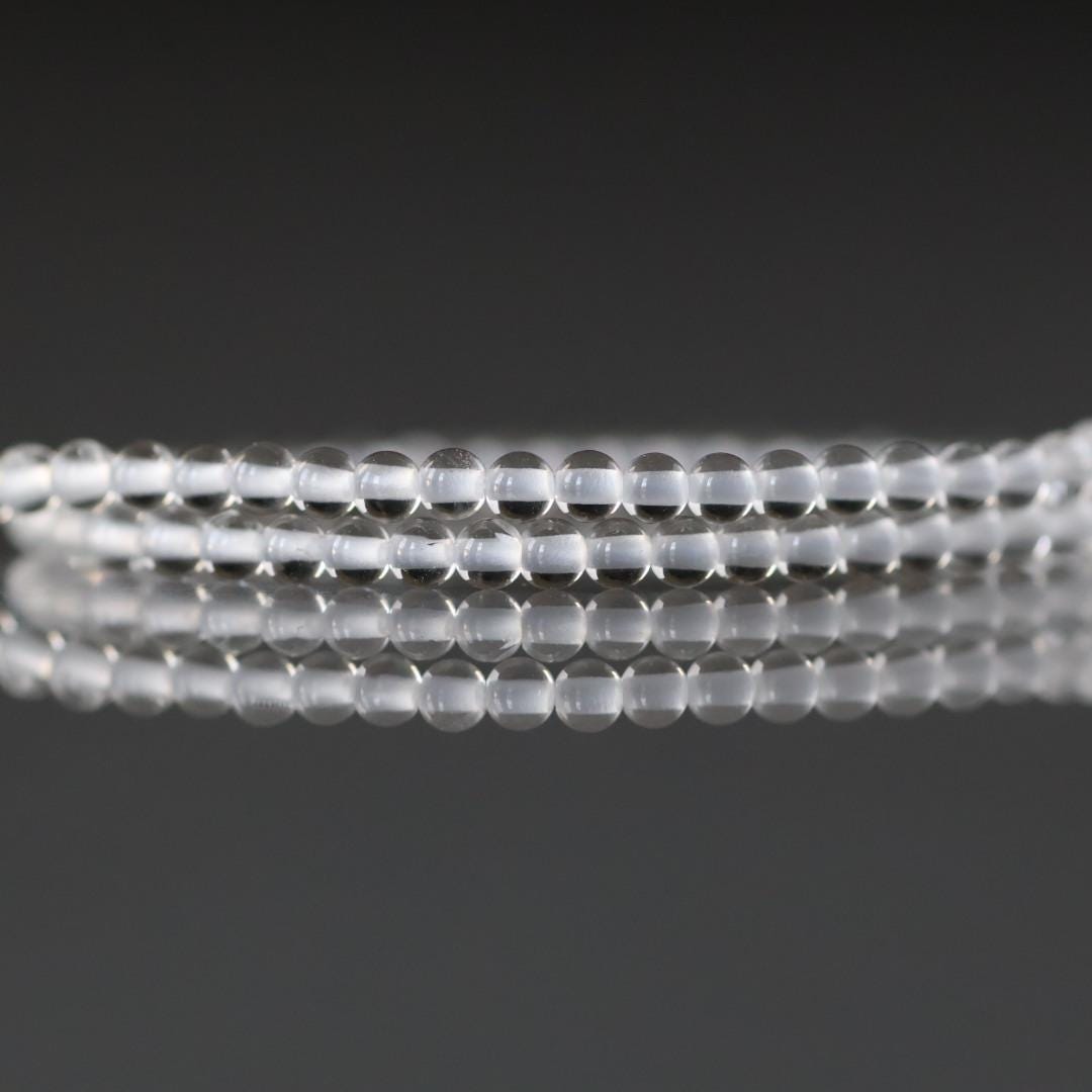 2mm Rock Quartz Beads ‚Äì Tiny Smooth Round Natural Gemstone 15" Strand