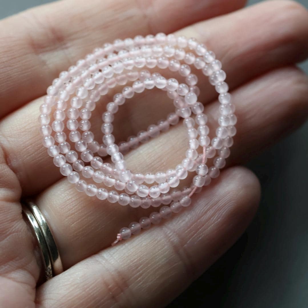 2mm Rose Quartz Beads ‚Äì Tiny Smooth Round Natural Gemstone 15" Strand