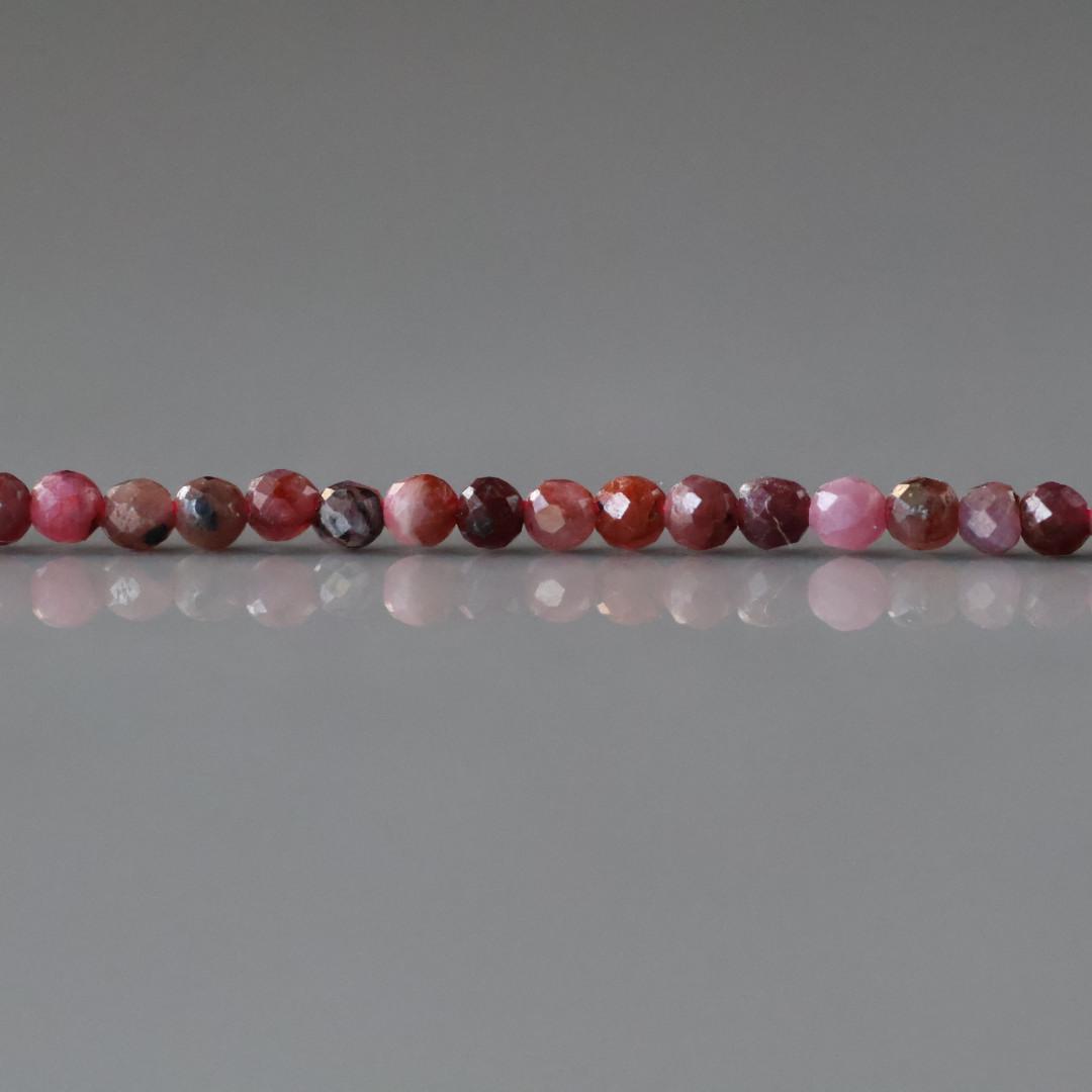2mm Ruby Beads - Tiny Faceted Round Natural Gemstone 15" Strand