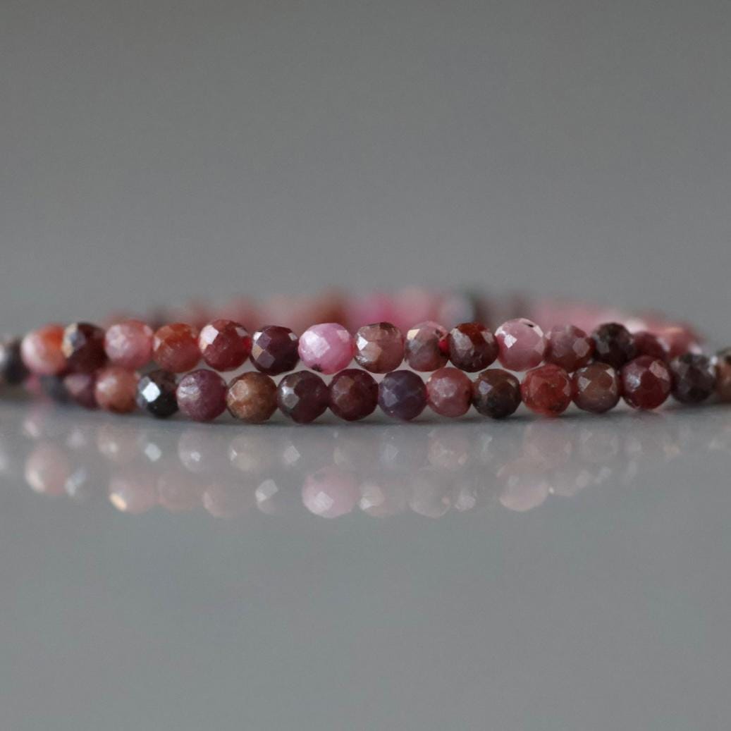 2mm Ruby Beads - Tiny Faceted Round Natural Gemstone 15" Strand