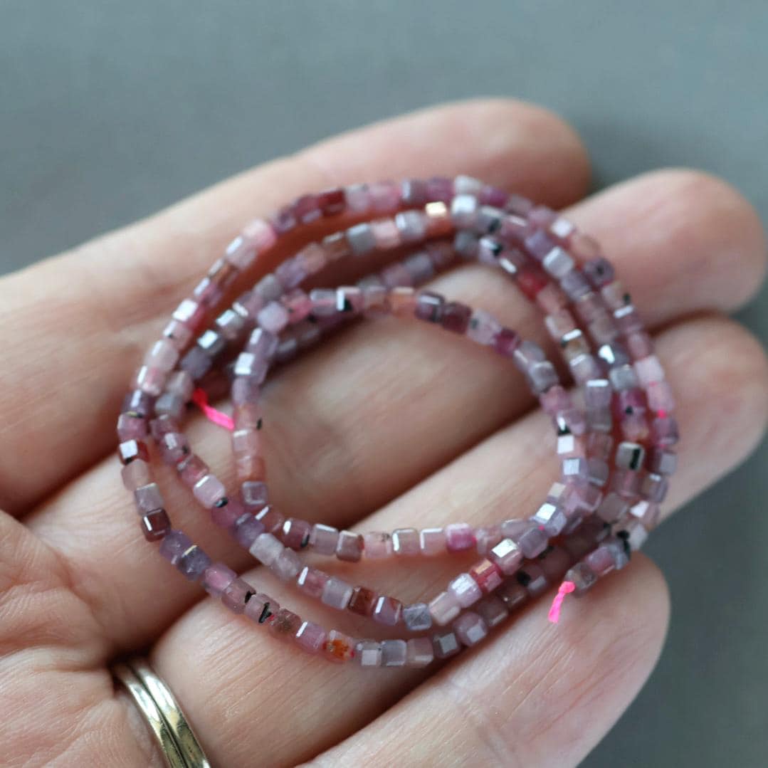 2mm Ruby Beads Cube Faceted Beads 15" Strand Natural Ruby Cubes Gemstone Beads Beading Crafter Gift July Birthstone DIY Jewelry