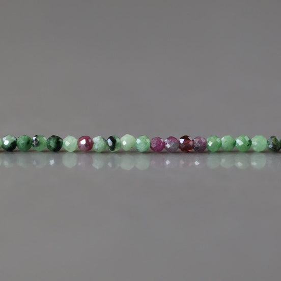 2mm Natural Ruby Zoisite Micro Faceted Beads Genuine Small Green Beads 15" Gemstone Beads for Jewelry Making Beading Gift for Crafter