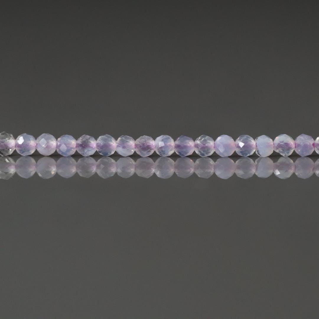 2mm Scorolite Lavender Quartz Beads – Tiny Faceted Round Natural Gemstone