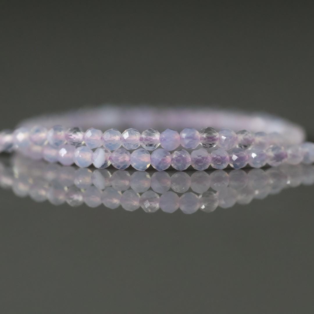 2mm Scorolite Lavender Quartz Beads – Tiny Faceted Round Natural Gemstone