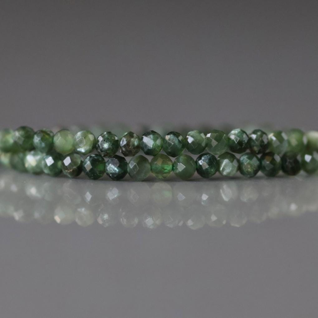 2mm Seraphinite Beads - Tiny Faceted Round Natural Gemstone 15" Strand