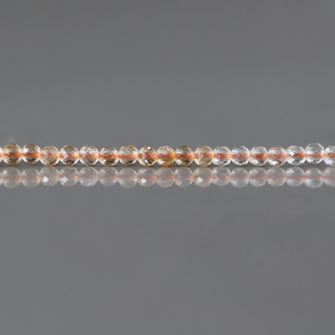 2mm Shaded Citrine Beads ‚Äì Tiny Faceted Round Natural Gemstone 15" Strand
