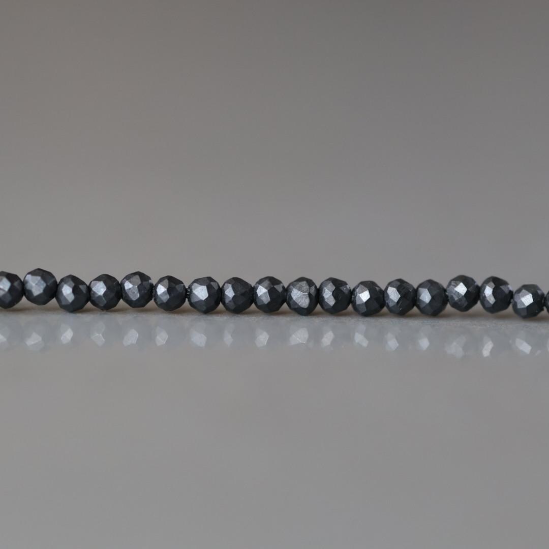 2mm Shungite Micro Faceted Beads 15" Genuine Russian Shungite Beads Black Gemstone Beads Beading Crafter Gift