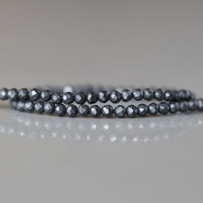 2mm Shungite Micro Faceted Beads 15" Genuine Russian Shungite Beads Black Gemstone Beads Beading Crafter Gift