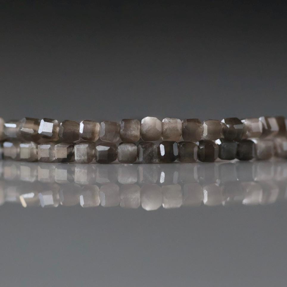 2mm Silver Obsidian Micro Faceted Cube Beads Obsidian Genuine Beads 15" Sparkly Gemstone Beads Beading Crafter Gift