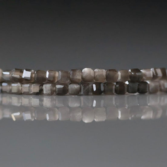2mm Silver Obsidian Micro Faceted Cube Beads Obsidian Genuine Beads 15" Sparkly Gemstone Beads Beading Crafter Gift