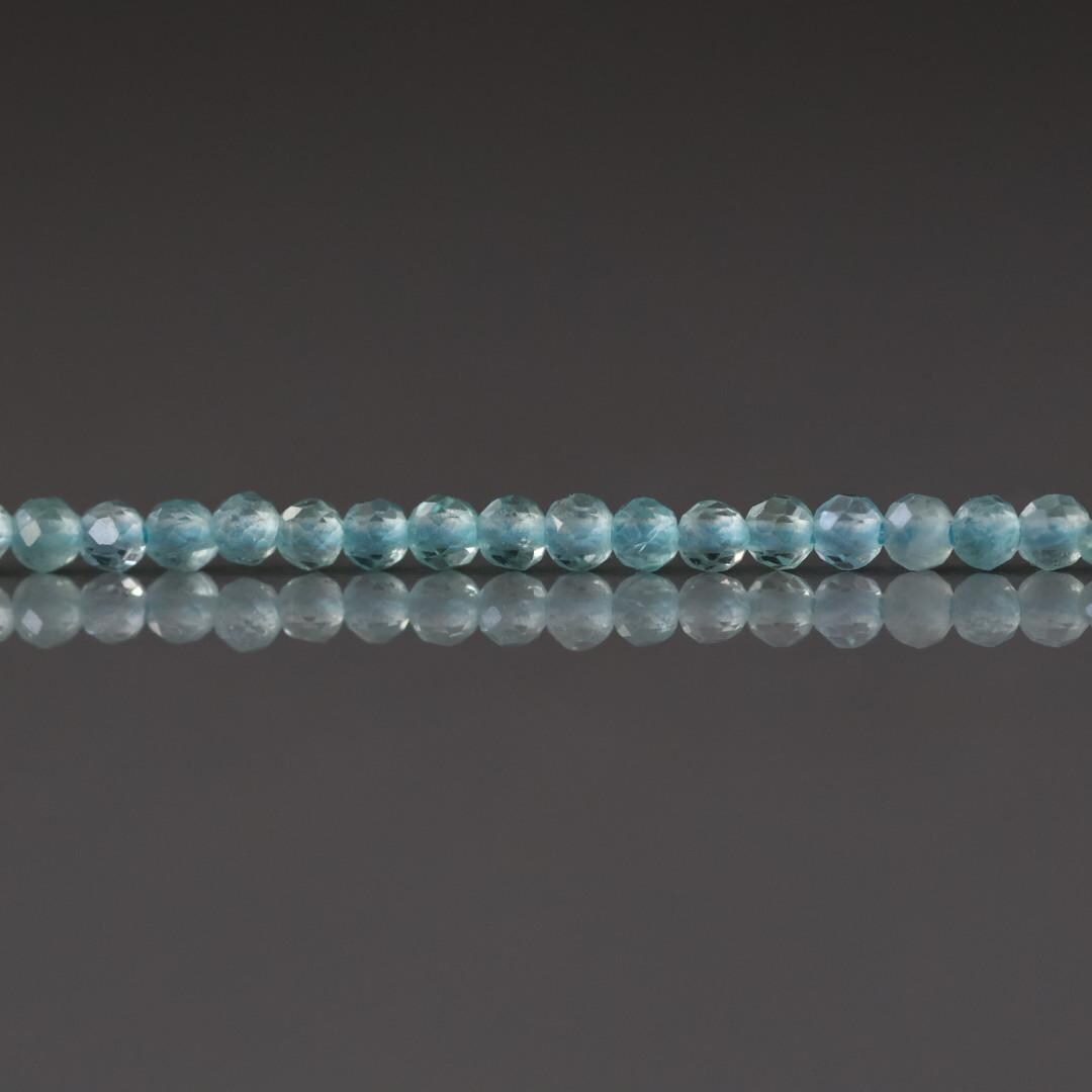 2mm Sky Blue Apatite Beads – Tiny Faceted Round Natural Gemstone 15" Strand