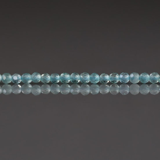 2mm Sky Blue Apatite Beads – Tiny Faceted Round Natural Gemstone 15" Strand