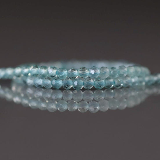 2mm Sky Blue Apatite Beads – Tiny Faceted Round Natural Gemstone 15" Strand