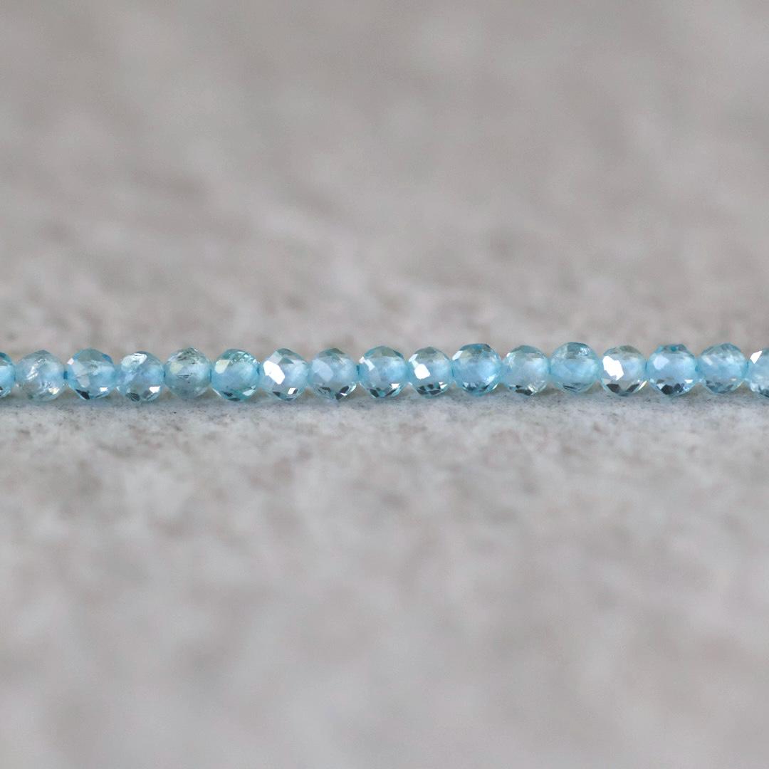 2mm Sky Blue Apatite Beads – Tiny Faceted Round Natural Gemstone 15" Strand