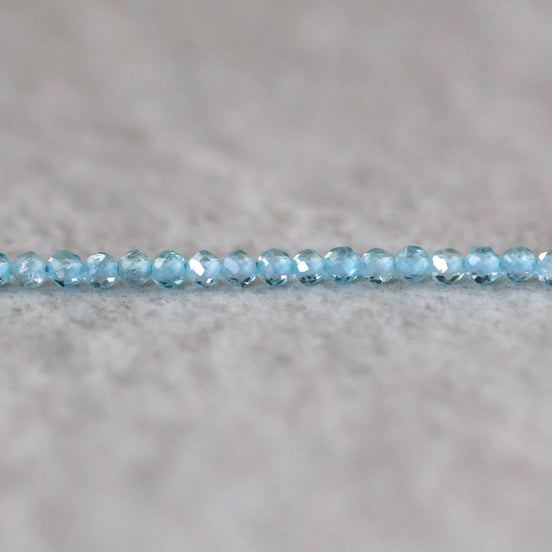2mm Sky Blue Apatite Beads – Tiny Faceted Round Natural Gemstone 15" Strand