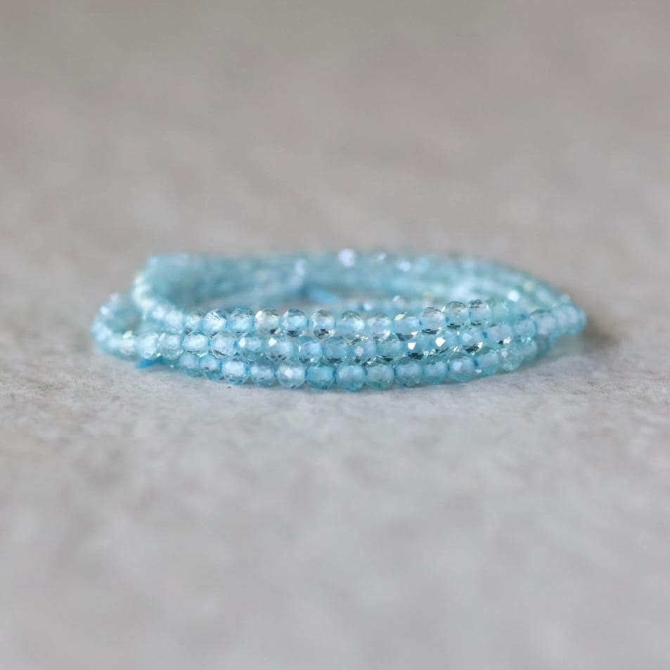 2mm Sky Blue Apatite Beads – Tiny Faceted Round Natural Gemstone 15" Strand