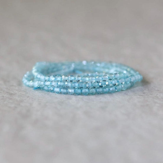 2mm Sky Blue Apatite Beads – Tiny Faceted Round Natural Gemstone 15" Strand