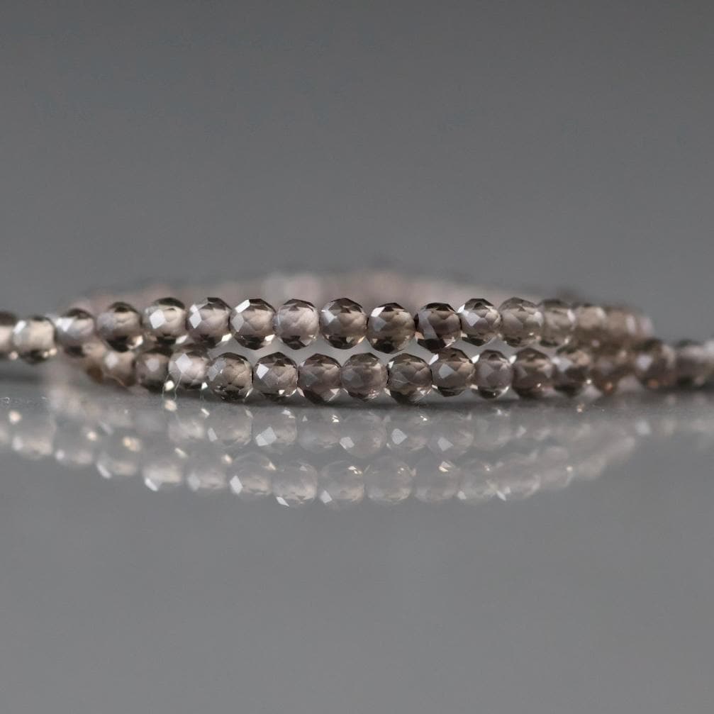 2mm Smoky Quartz Beads – Tiny Faceted Round Natural Gemstone 15" Strand