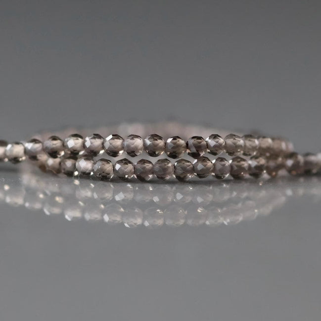 2mm Smoky Quartz Beads – Tiny Faceted Round Natural Gemstone 15" Strand