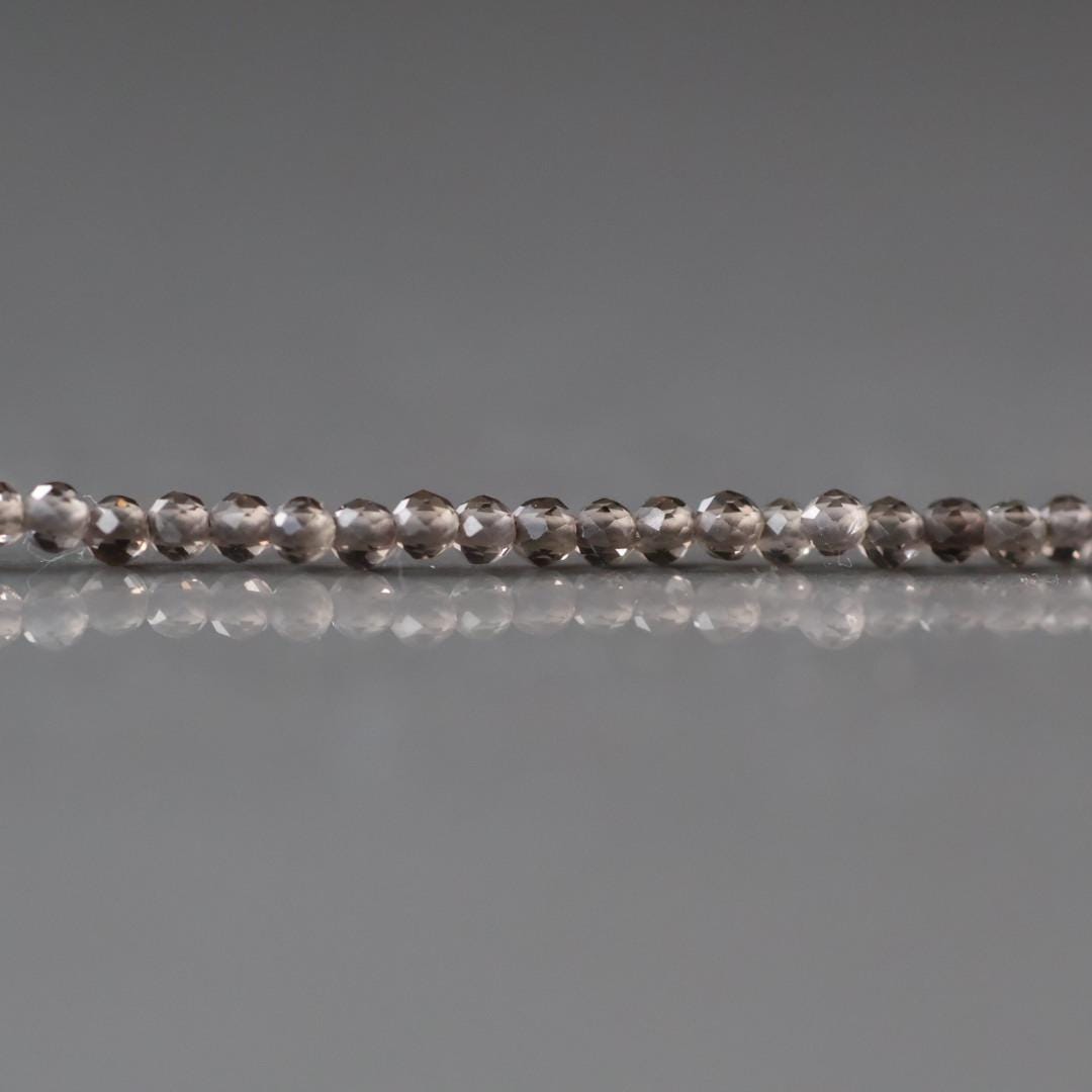 2mm Smoky Quartz Beads – Tiny Faceted Round Natural Gemstone 15" Strand