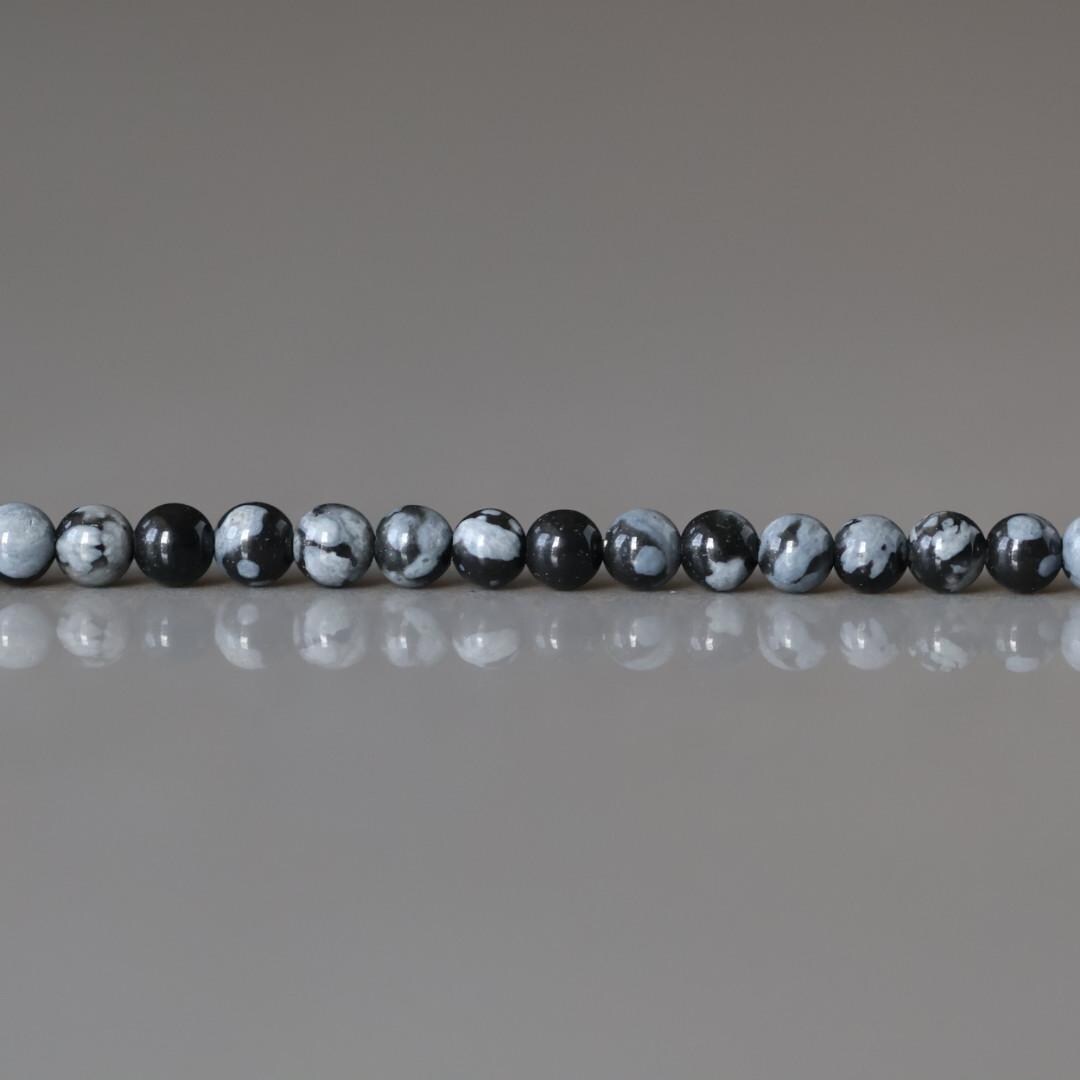 2mm Snowflake Obsidian Smooth Beads Black White Obsidian Genuine Beads 15" Gemstone Beads Beading Crafter Gift DIY Jewelry Making