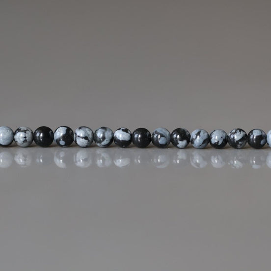 2mm Snowflake Obsidian Smooth Beads Black White Obsidian Genuine Beads 15" Gemstone Beads Beading Crafter Gift DIY Jewelry Making