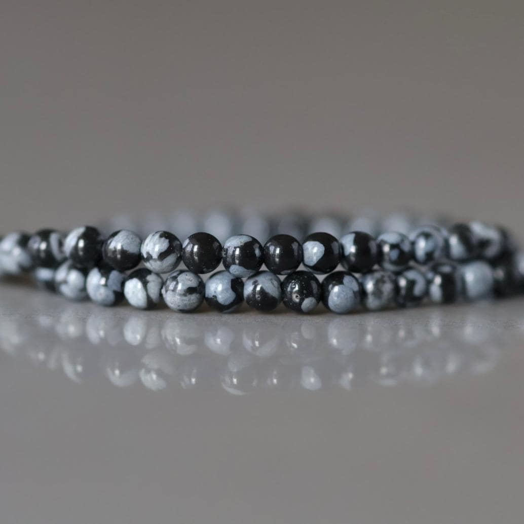 2mm Snowflake Obsidian Smooth Beads Black White Obsidian Genuine Beads 15" Gemstone Beads Beading Crafter Gift DIY Jewelry Making