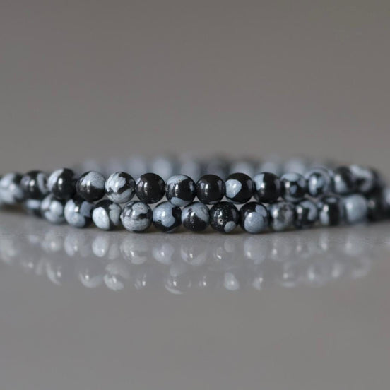 2mm Snowflake Obsidian Beads ‚Äì Tiny Smooth Round Natural Gemstone 15" Strand