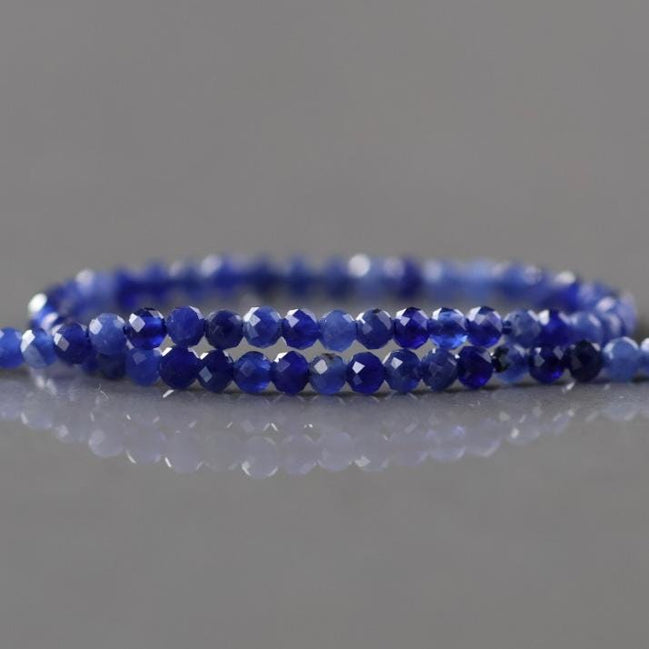 2mm Sodalite Beads – Tiny Faceted Round Natural Gemstone 15" Strand