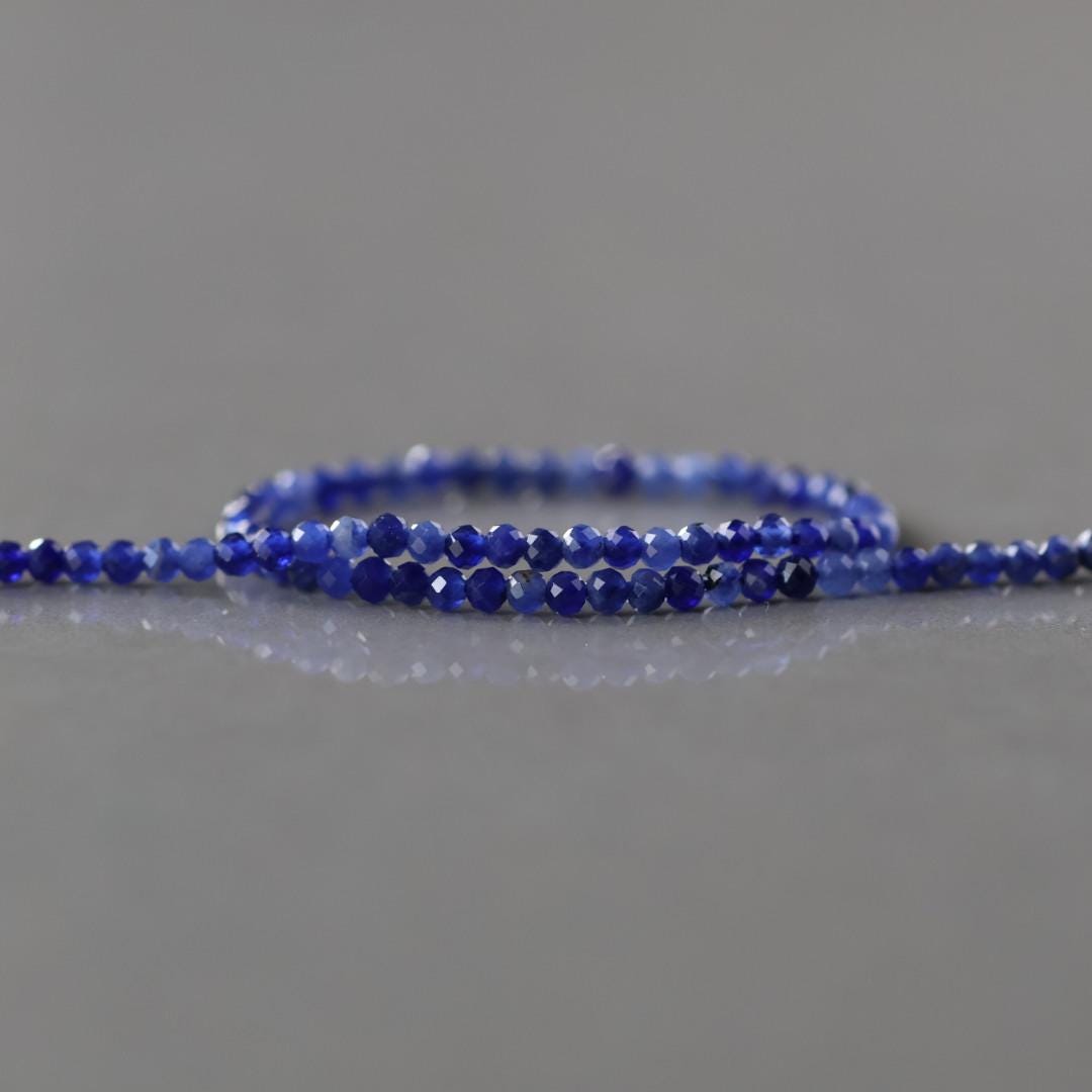 2mm Sodalite Beads – Tiny Faceted Round Natural Gemstone 15" Strand