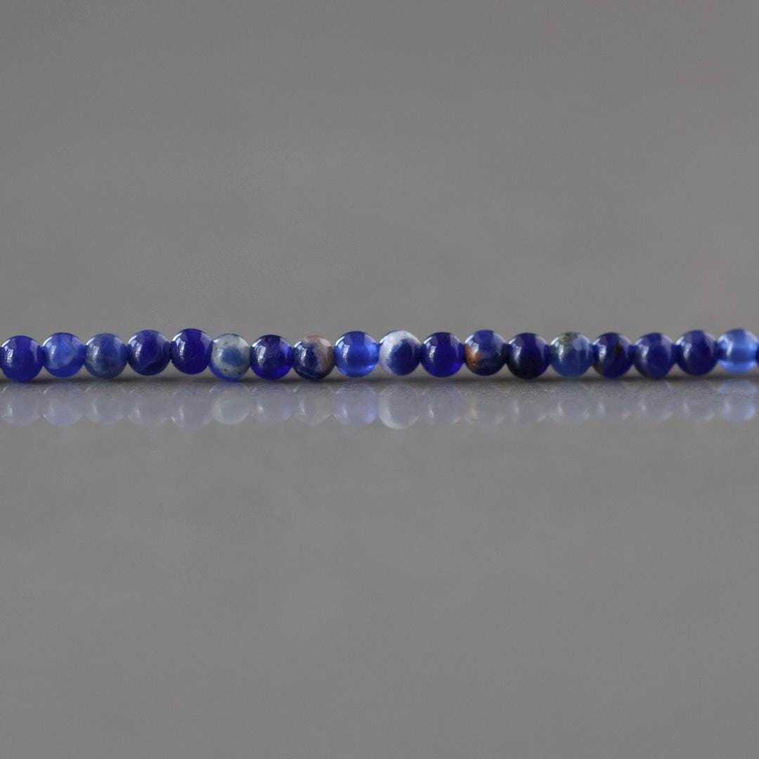 2mm Sodalite Beads ‚Äì Tiny Smooth Round Natural Gemstone 15" Strand