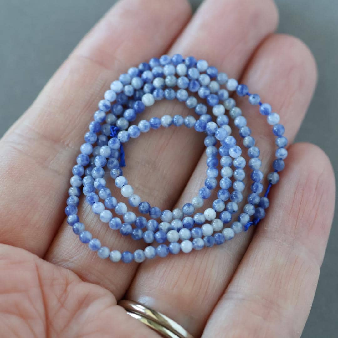 2mm Sodalite Beads – Tiny Smooth Round Natural Gemstone 15" Strand
