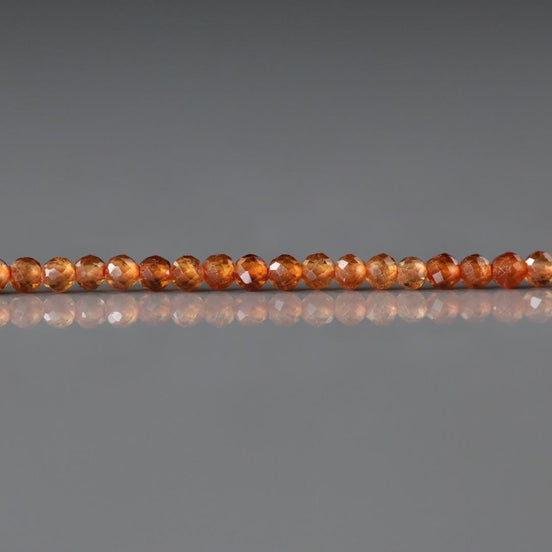 2mm Spessartine Garnet Beads - Tiny Faceted Round Natural Gemstone 15" Strand