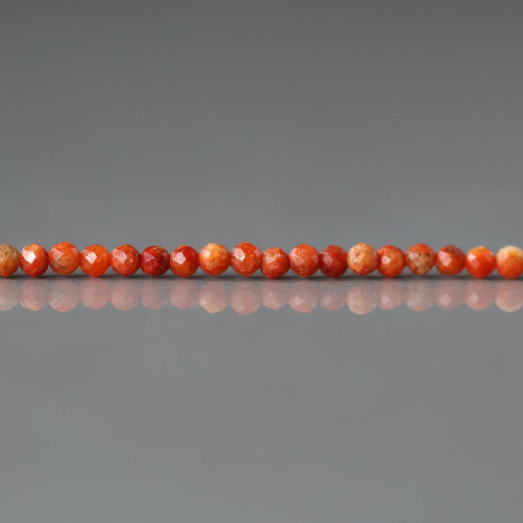 2mm Sponge Coral Beads – Tiny Faceted Round Natural Gemstone 15" Strand