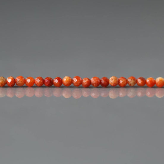 2mm Sponge Coral Beads – Tiny Faceted Round Natural Gemstone 15" Strand