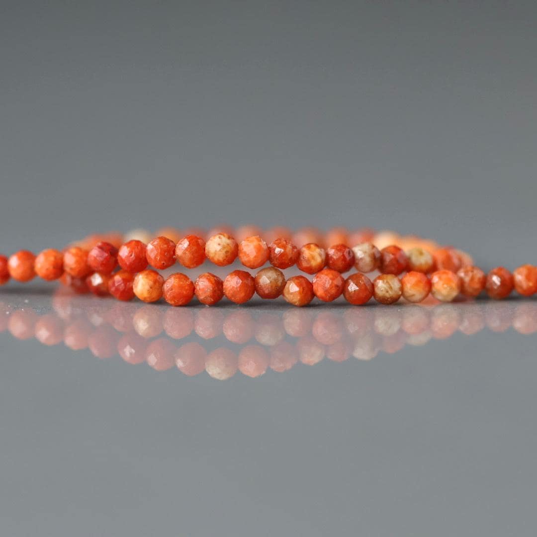 2mm Sponge Coral Beads – Tiny Faceted Round Natural Gemstone 15" Strand