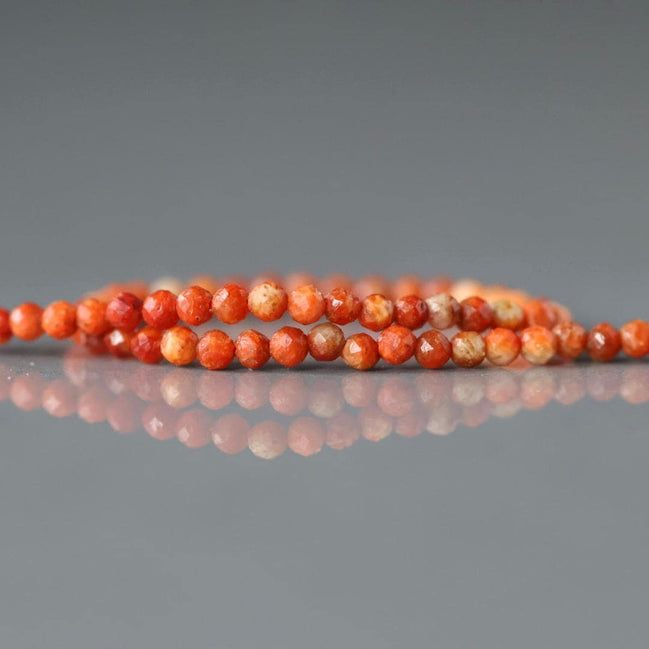 2mm Sponge Coral Beads – Tiny Faceted Round Natural Gemstone 15" Strand