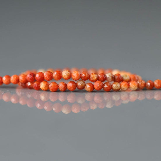 2mm Sponge Coral Beads – Tiny Faceted Round Natural Gemstone 15" Strand