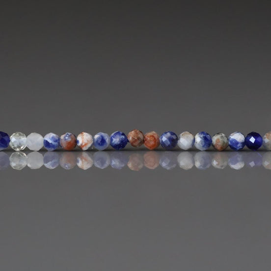 2mm Sunset Sodalite Beads – Tiny Faceted Round Natural Gemstone 15" Strand