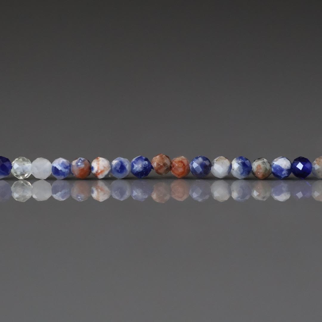 2mm Sunset Sodalite Beads ‚Äì Tiny Faceted Round Natural Gemstone 15" Strand