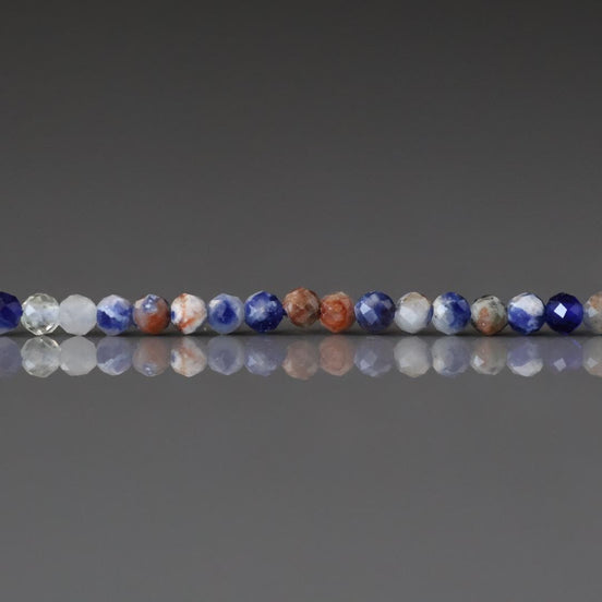 2mm Sunset Sodalite Beads ‚Äì Tiny Faceted Round Natural Gemstone 15" Strand