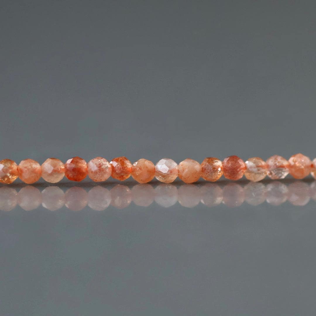 2mm Natural AAA Sunstone Faceted Beads 15" Orange Genuine Gemstone Beads for Jewelry Making Beading Craft Gift Beads Self-Love Abundance